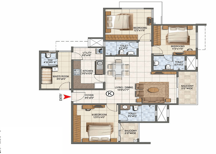 3.5 BHK Floor Plan
