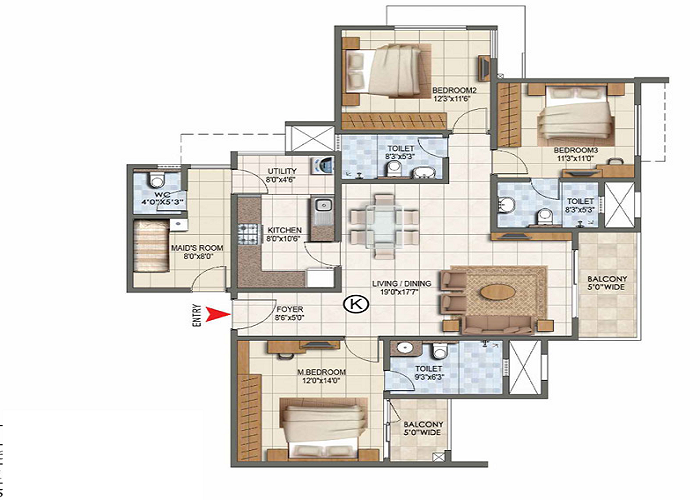 3.5 BHK Floor Plan